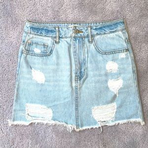 Ripped Jean Mini Skirt
